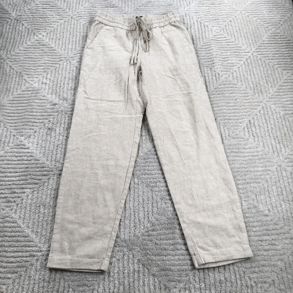 J.Crew Striped Linen Blend Pants Women's 00 Beige Coastal Summer AY192 Beach